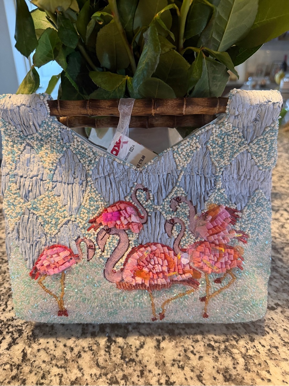 T.J.Maxx Beaded Flamingo Clutch in Pink and Light Blue - Picture 2 of 5